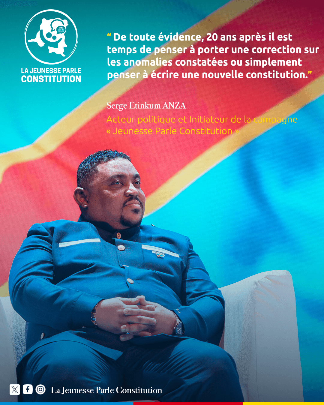Serge ETINKUM ANZA, initiateur de La Jeunesse Parle Constitution